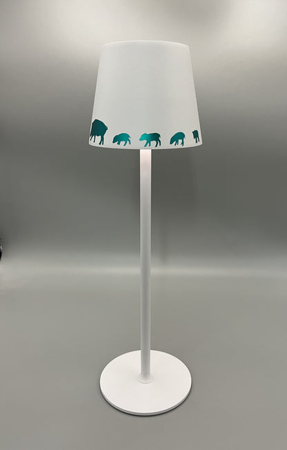 Akku Tischlampe mit Wildschweinen